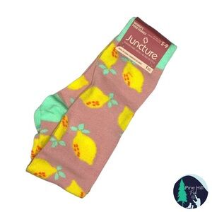 Lemon Knee High Socks Womens Knee Highs Size 5-9 Yellow Green Tan NWT